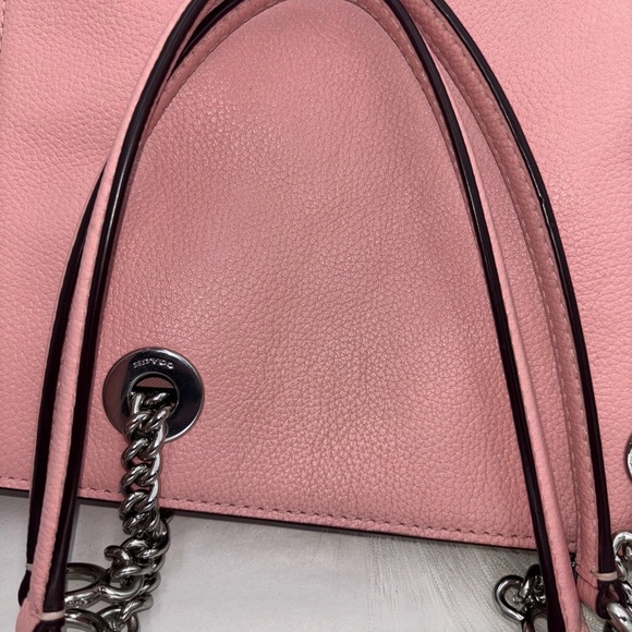 COACH Pink Turnlock Chain Tote 27 in Polished Pebble Leather pink Valentines - Picture 14 of 16